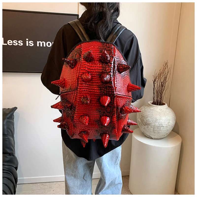 Lawaia Hedgehog Backpack Unique PU Crocodile Pattern Pack For Teen 1Pc Waterproof Schoolbag 3D Animal Bionic Bag