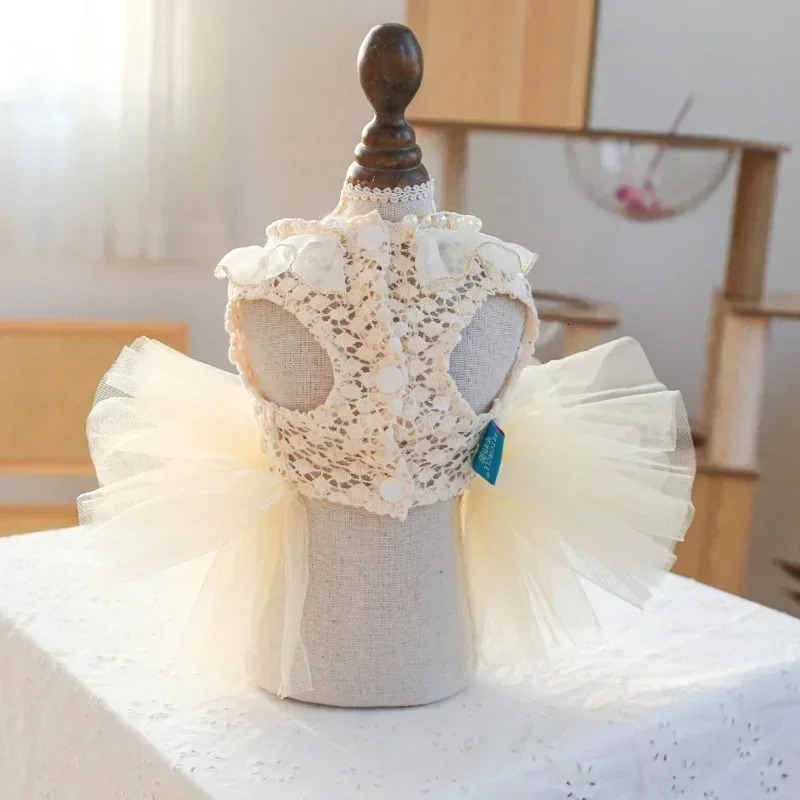 Pet Clothing Cat Wedding Dress Cat Dress Bow Thin Gauze Dress Cat Clothing Dog Lolita Dress Pomeranian Teddy Dress Cat Clothing 250409
