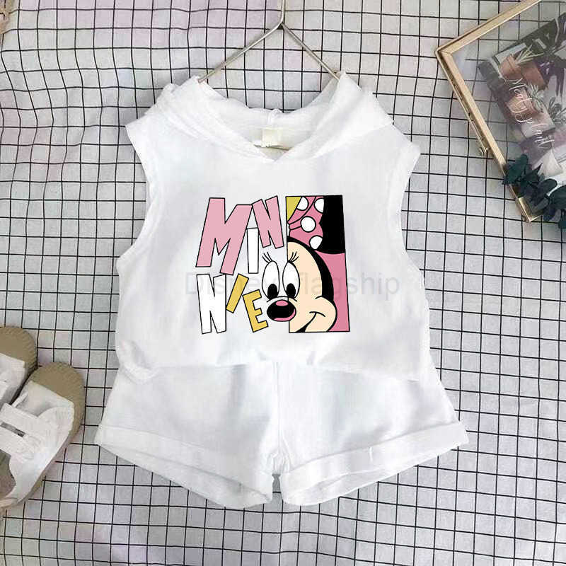 Disney Summer new Korean childrens wear mens and womens vest and Shorts Set Baby Childrens summer dress foreign style two-piece setXJ250409