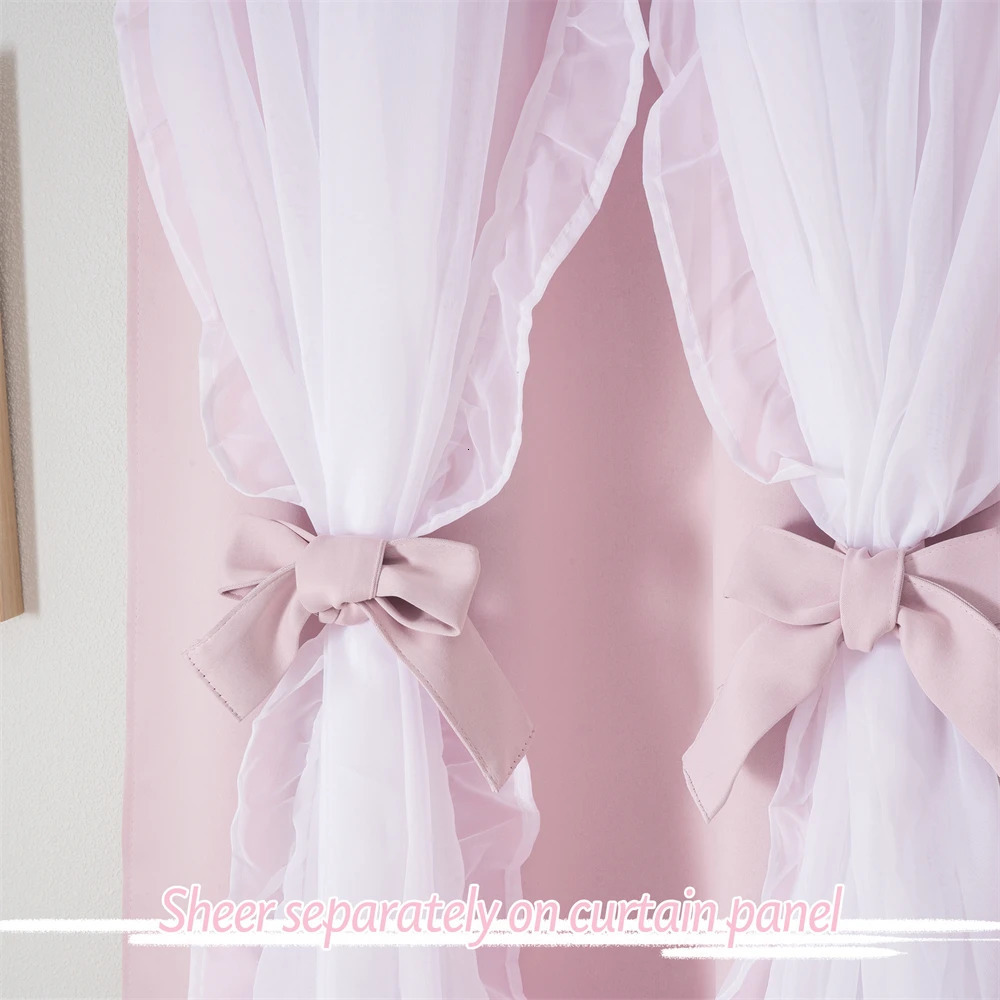 RYB HOME 1Pc Power outage curtains Double layered romantic transparent curtains used for decorating living rooms childrens and girls bedrooms 250409