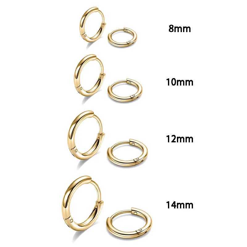 4Pairs Stainless Steel Solid Round Rings Huggies Earrings Set for Women Men Stackable Gold Plated Tiny Ear Cartilage Hoops Z250408