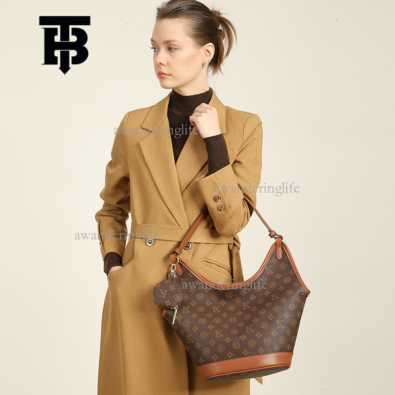 TB BHULAMTE Designer Retro Women's Letter Shoulder Bag Commuter Large Capacity Luxury Handbag Fashion Single Shoulder Underarm Female Bag Trendy 