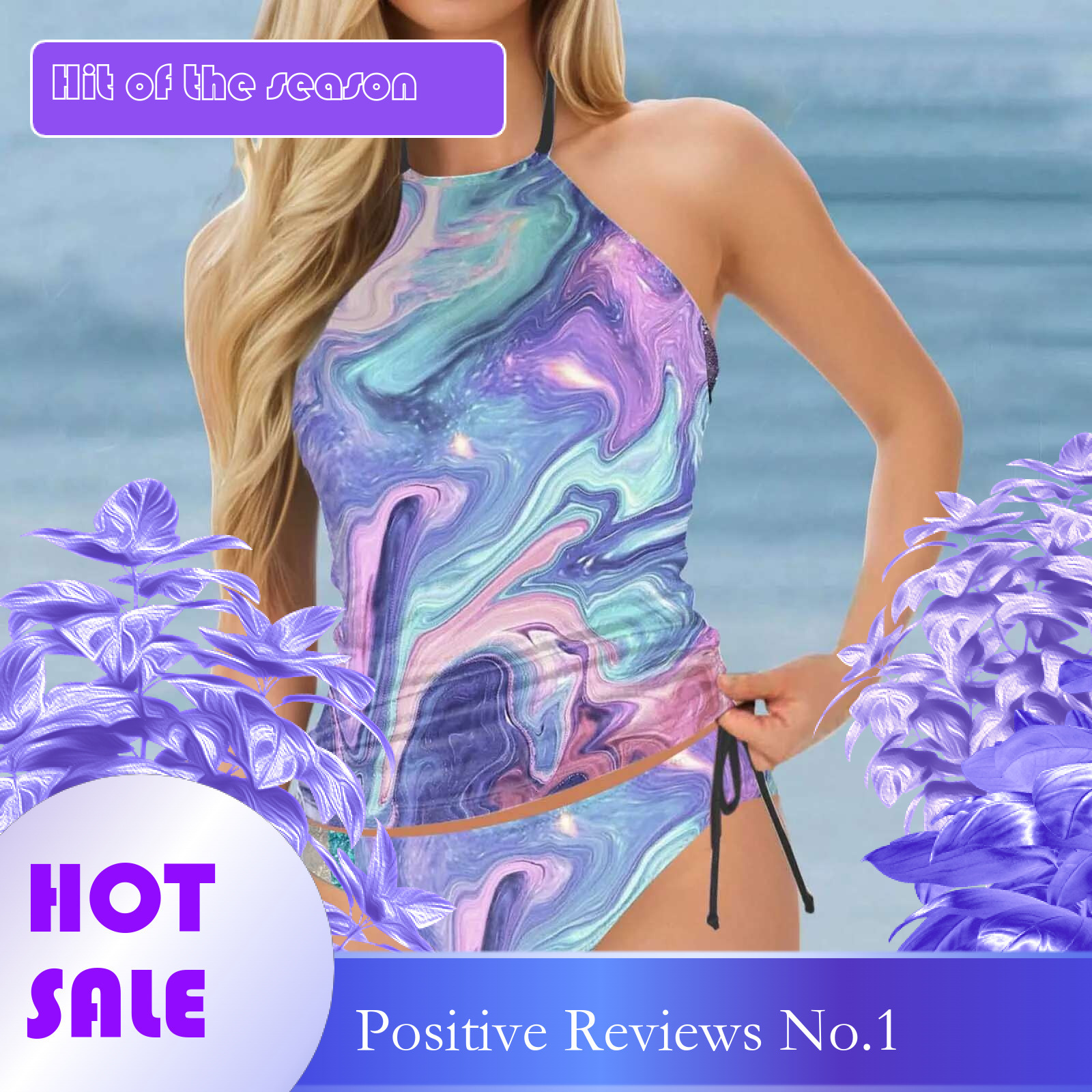 Dongdumaoyi Swimwear Design Piece For Women Neck Tank Tops And Shorts Outfit Backless Print Bathing Athletic Swimsuit