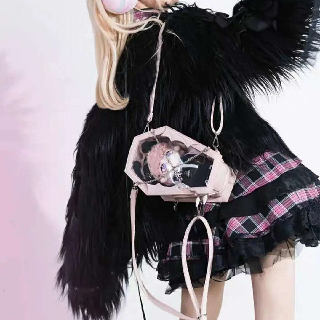 JIAERDI Haruku Y2k Messenger Bag Women Gothic Japanese Handle Chain Transparent Handbag Ladies Vintage Mini Backpack Aesthetic