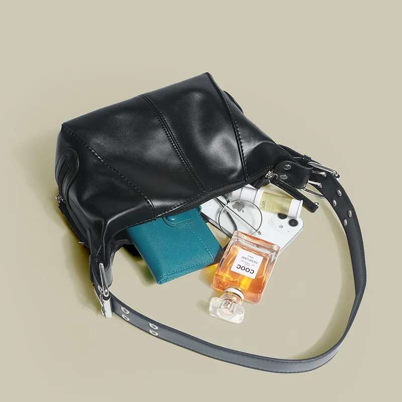 P9690pu Leather Shoulder Fashion Designer Solid Color Underarm Female Small Hobo Bags Cool Girl's Hand Bag