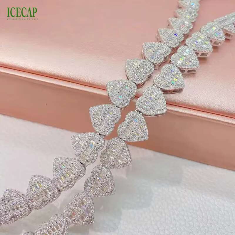 Luxury Jewelry Custom 15mm Miami Cuban Link Chain White Gold 925 Silver Chain Hip Hop Moissanite Chain Necklace for Men