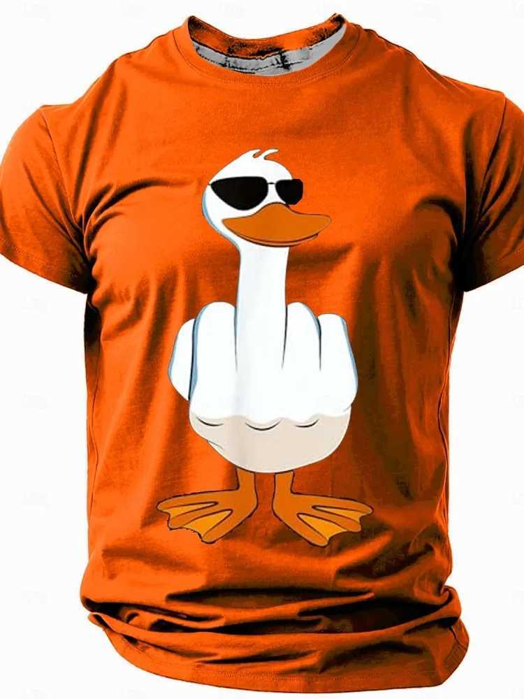 3D duck print mens summer casual mens loose and comfortable short sleeved outdoor street mens sports short sleeved topXJ250409