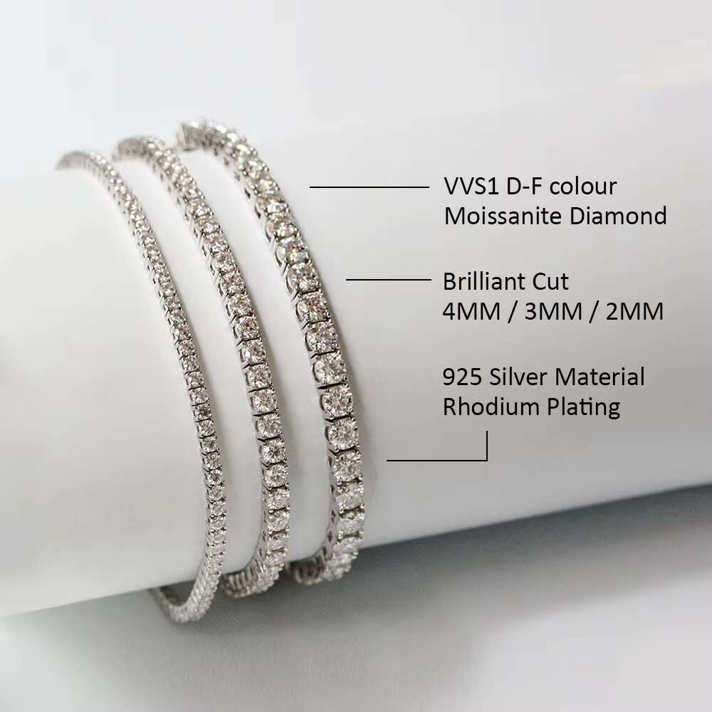 Hot Selling GRA Moissanite Tennis Bracelet Cubic Zirconia 925 Sterling Silver Classic Moissanite Bracelet Fashion Bracelet