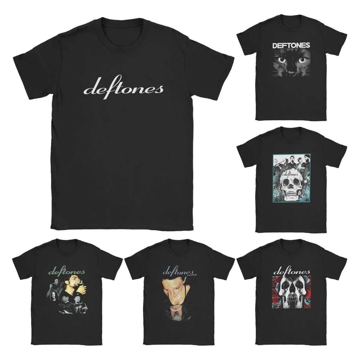 Deftones white mens T-shirt Harajuku Gothic Japanese retro cotton T-shirt round neck short sleeved T-shirt plus sizeXJ250409