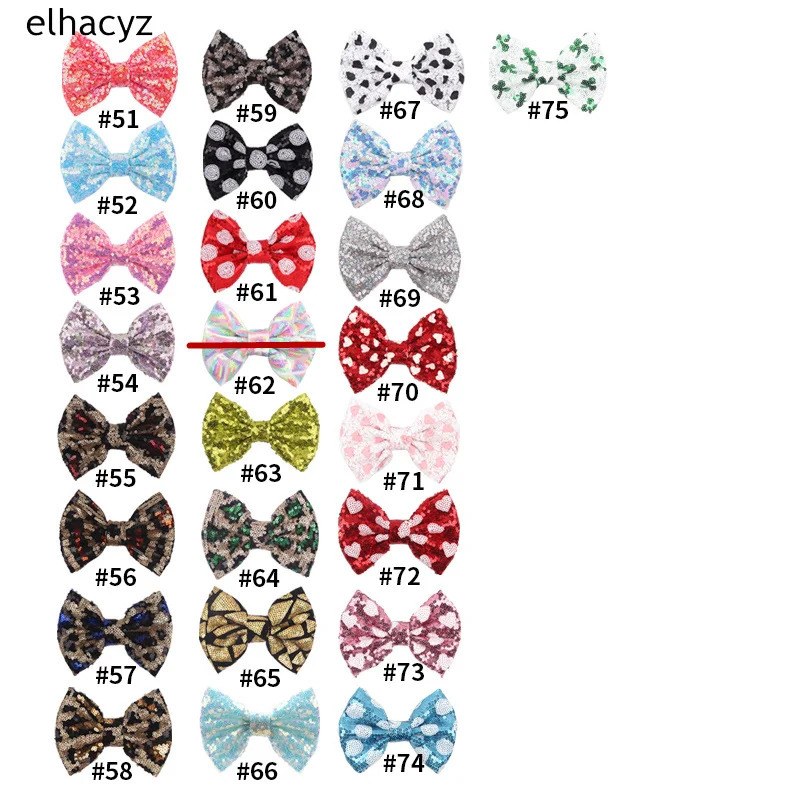25 pieces/batch of 75 color 5 large glitter chaotic bow with/without clip on hair accessories suitable for DIY party headwear for girls and children w