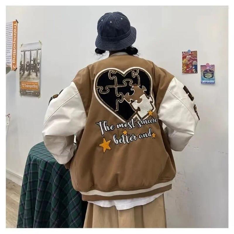 Men And Women Casual Jacket Letter Embroidered Coat Loose Fit Baseball 2025 Spring Style Trendy Color Block Couple Jacket American Thin Material Size 