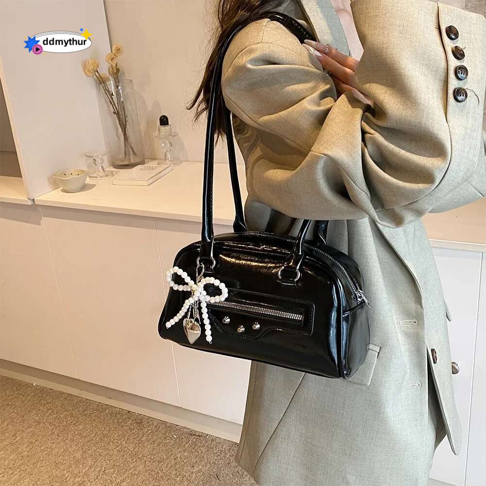 Women PU Shoulder Stylish Armpit Solid Color Fashion Underarm Large Capacity Trendy Tote Handbag Outdoor Travel Bag ddmythur