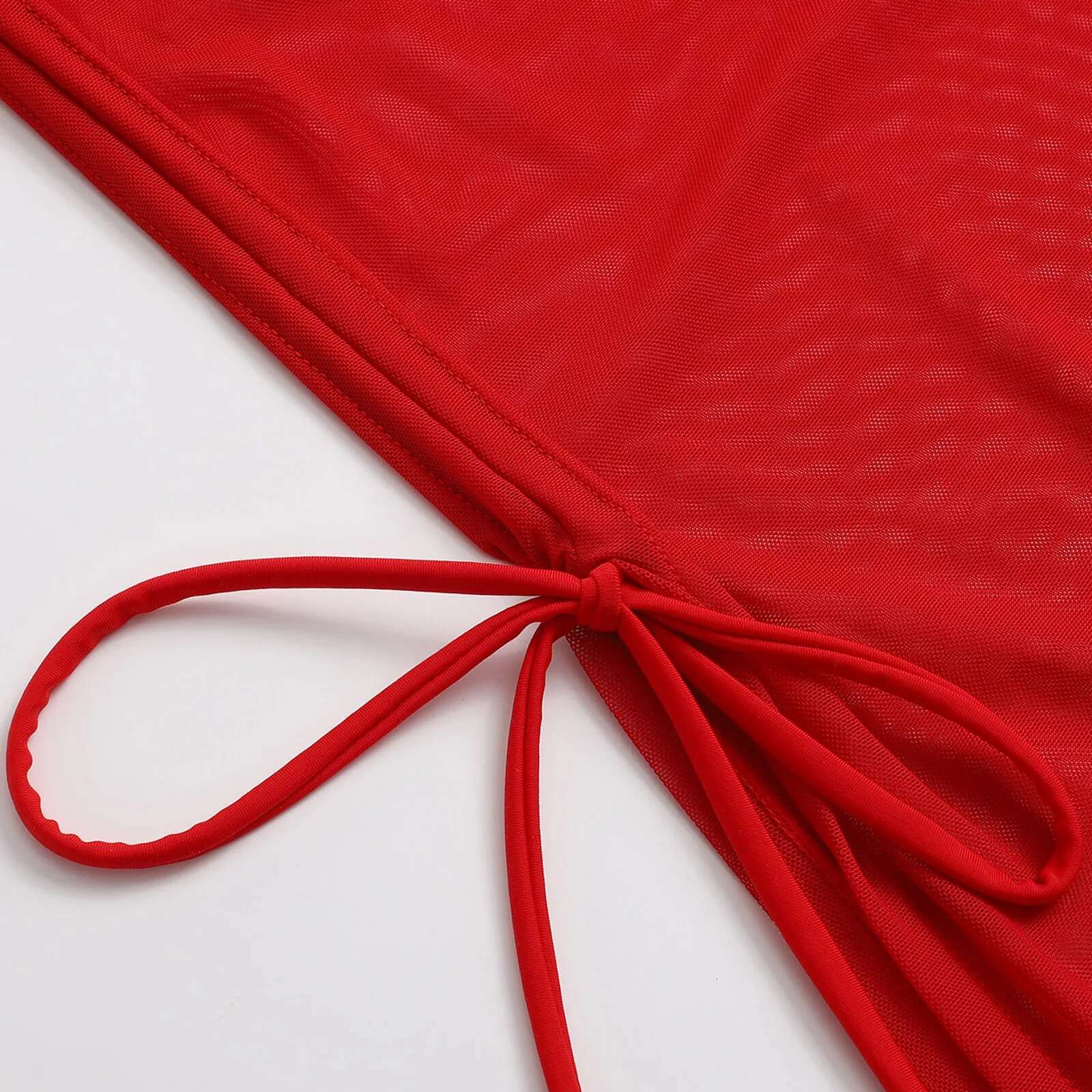 Dongdumaoyi Mesh Sheer See Through Dress Bikini Cover Ups Sexy Women Swimwear High Split Lace Up Swimsuit Beachwear Bathing Vestidos