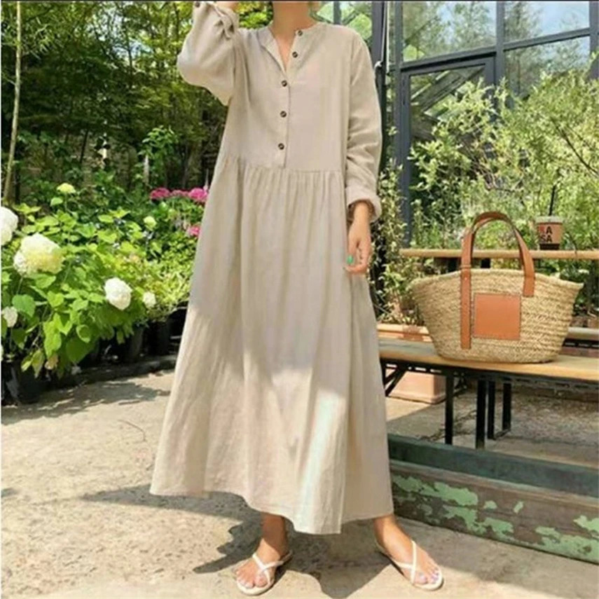 Arab Dubai Solid Eid al Fitr Mubarak Leisure Party Islamic Clothing Long Robe Size Up 250409