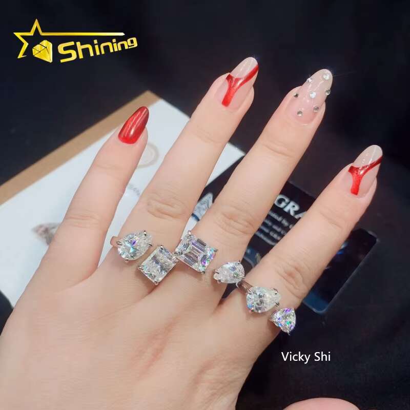Fine Jewelry Rings Collection Women 925 Sterling Silver D VVS Moissanite Wedding Rings Customized Iced Out Diamond Ring Gifts