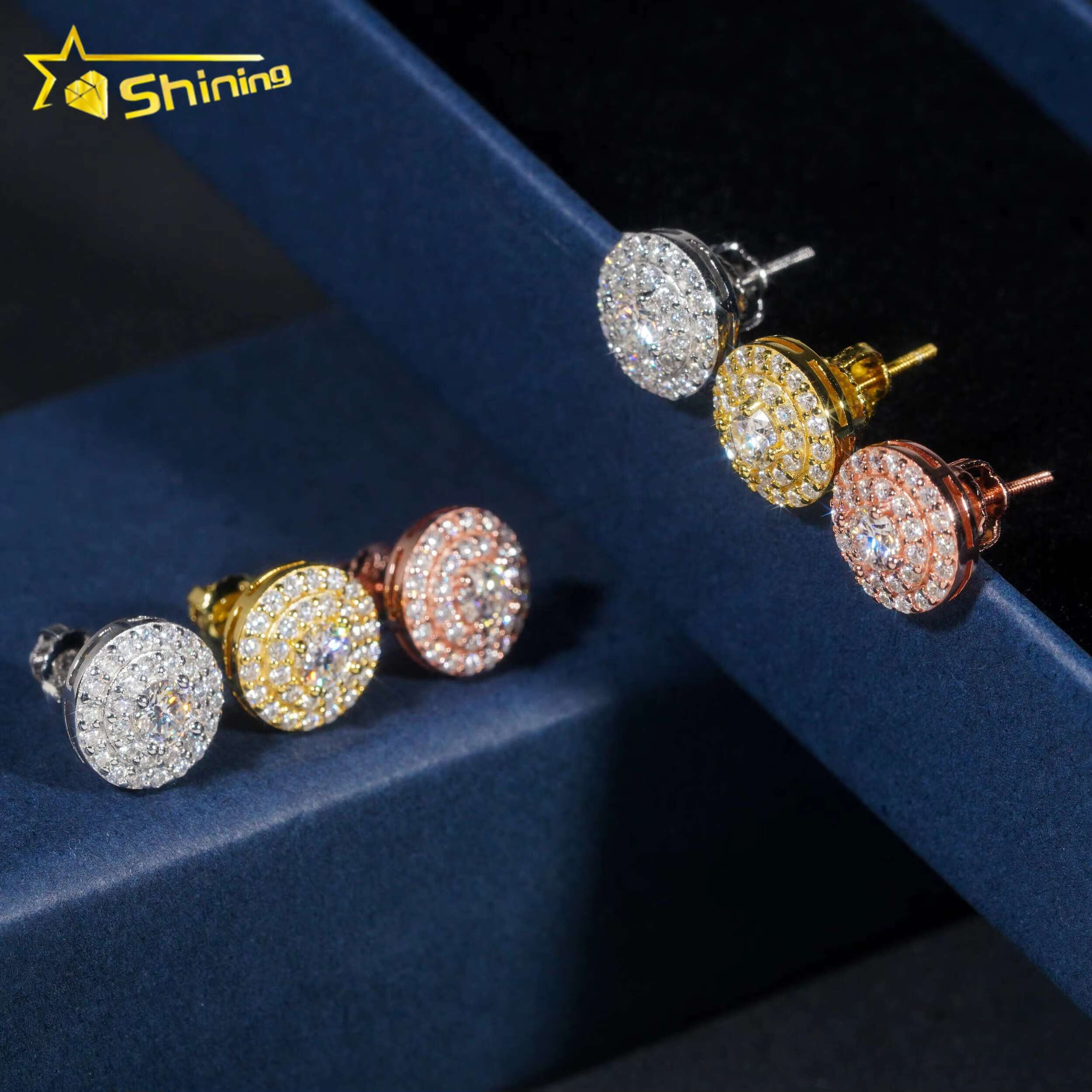 Hot Selling Jewelry Earrings Screw Back Moissanite Diamond Certified 925 Sterling Silver Stud Earrings