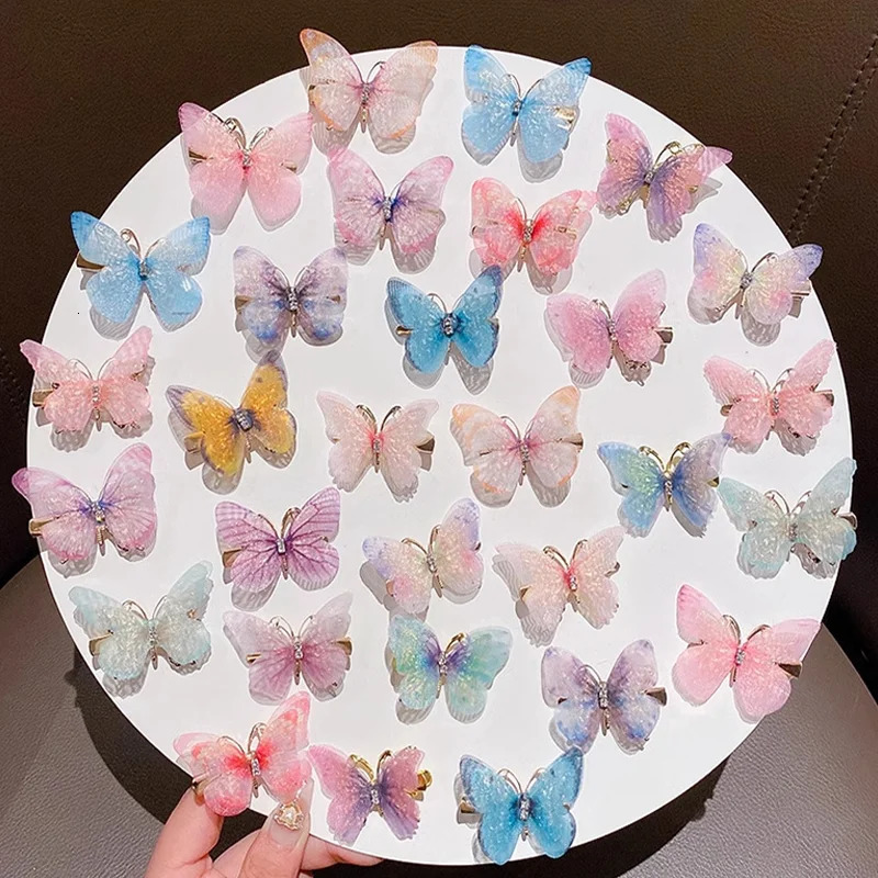 60 pieces of womens colorful butterfly hair clip girls hair clip bucket sweet hair decoration rainbow headband hair accessories 250409