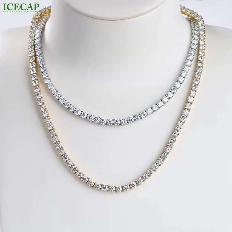 4mm 5mm Fine Jewelry Tennis Chain Setting Single Row VVS Moissanite Diamond 925 Silver Hip Hop Luxury Necklace for Men and Women