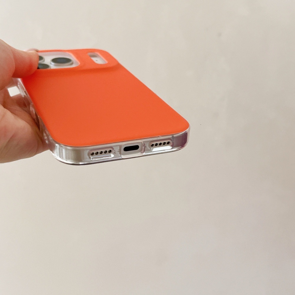 Orange Solid Color Phone Case Compatible with iPhone 17 Pro Max Simple Material Case iPhone 16/15 Pro Personalized 14