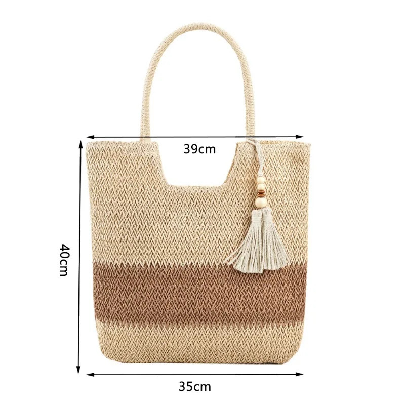 Grass beach bag summer womens handbag large shoulder with tassel suitable for grass wallet and Rattan Boho Bag Raffia 250408