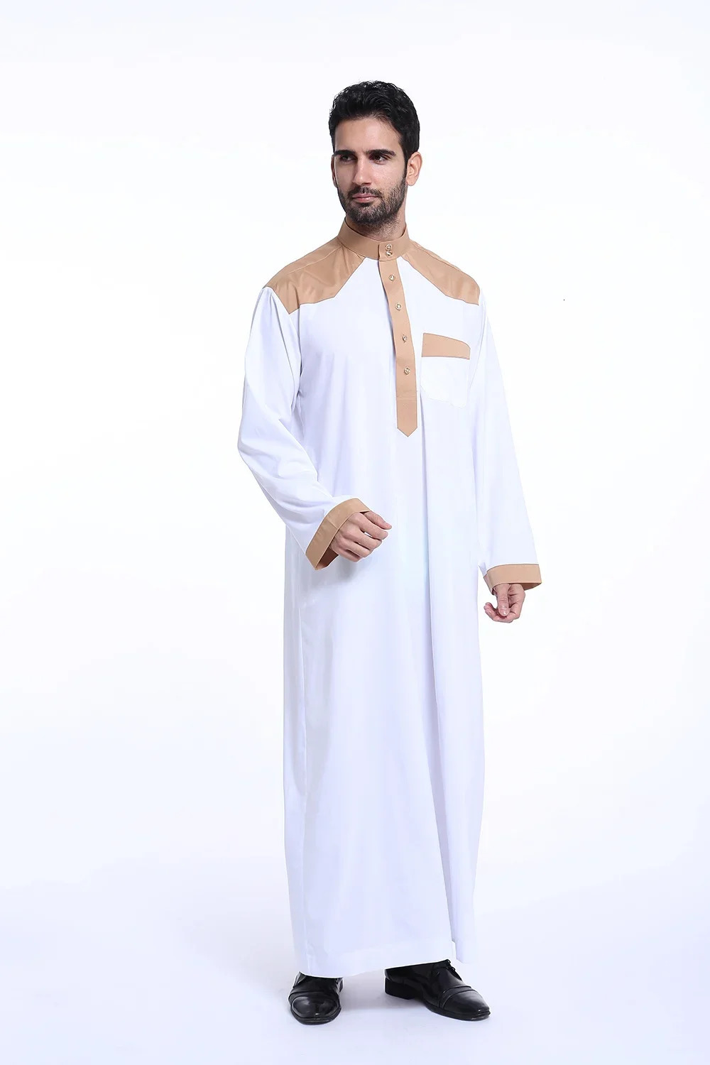 Saudi Arabia mens Jubba Thobe Muslim long sleeved robe Thoub Eid al Fitr Dishdasha traditional clothing Islamic prayer Abaya dress 250409