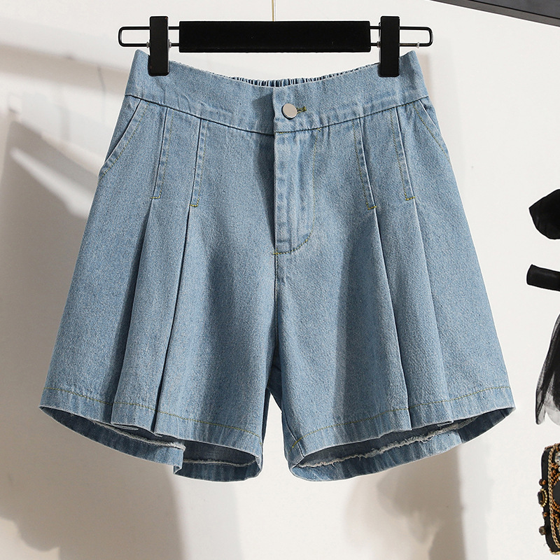 2025S Women S Designer Shorts Fat And Plus Size Women S Pound Denim Shorts Summer A Line Leg Wide Elastic High Waist Female Student Hot Pants Hot Pant