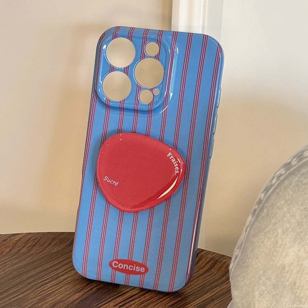 Blue and Red Striped Phone Case Compatible with iPhone 17/16 Pro Max Niche Simple Stand Case iPhone 15/14 Pro