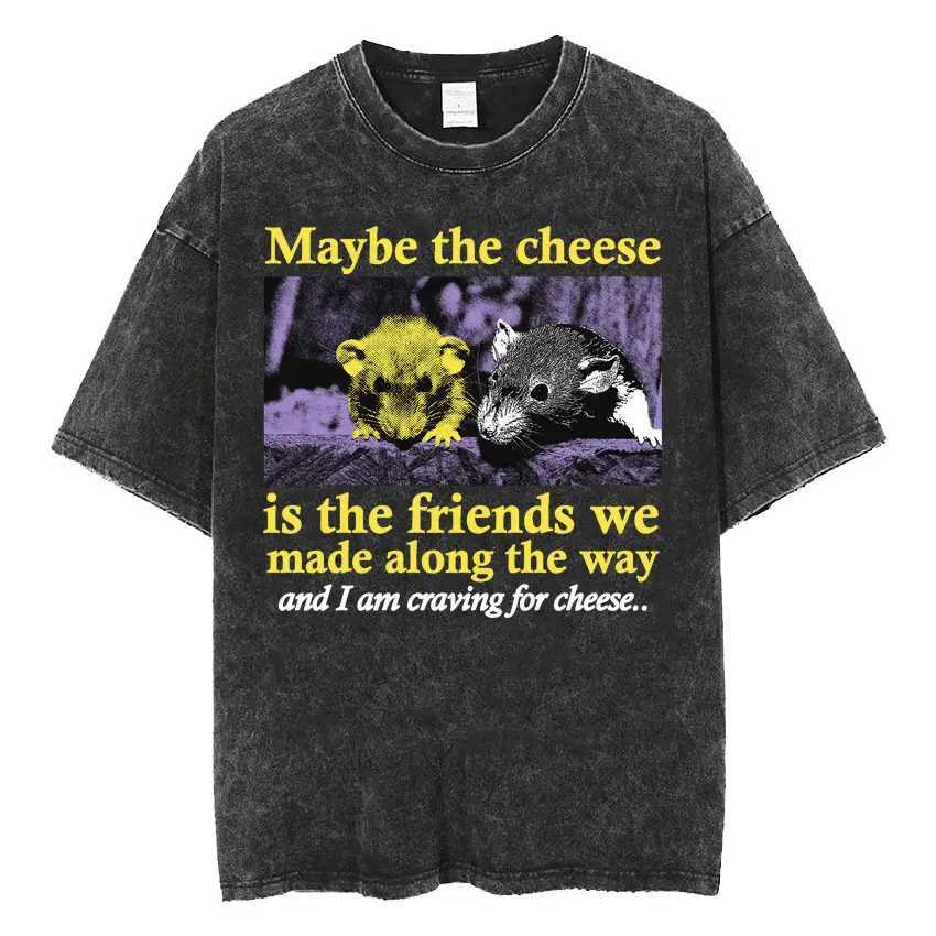 Terror will never end but I still have silly T-shirts with fun Japanese style frog retro wash T-shirts for mens oversized T-shirtsXJ250409