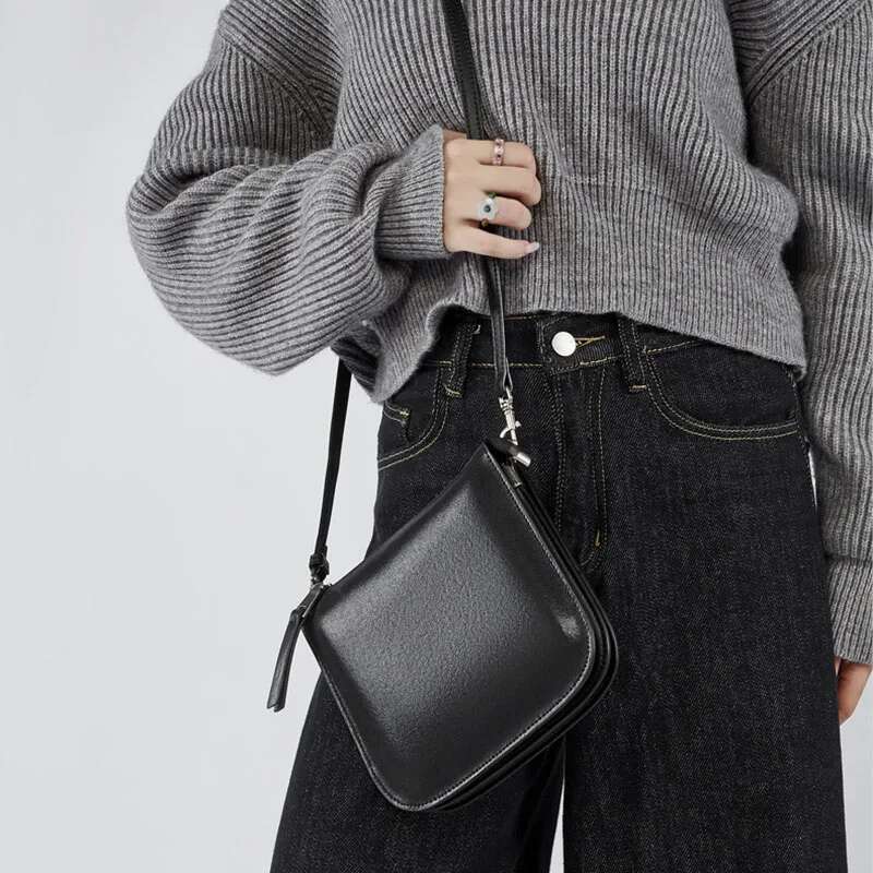 Formeki Genuine Leather Ins Fashion Crossbody Concise Vintage Square Underarm Design Ladies Female Bag