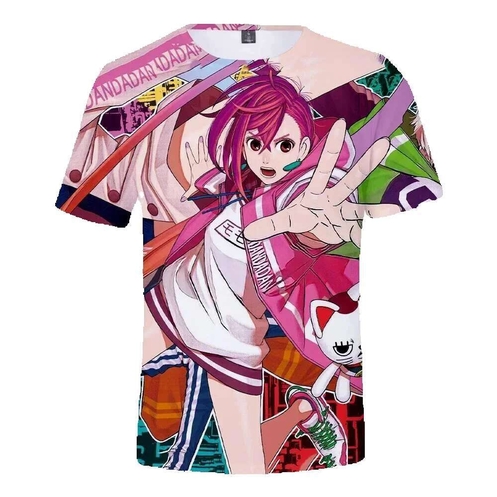 3D printed anime manga Dandadan and women's round neck short sleeved T-shirt fashion Haruku children's top oversized men's clothing