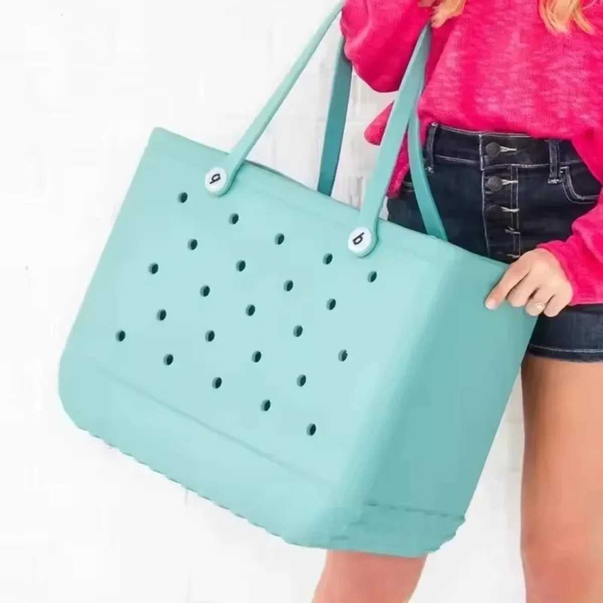 EVA beach bag womens large beach basket summer outdoor picnic handbag hole waterproof handbag pet bag toy storageT250409