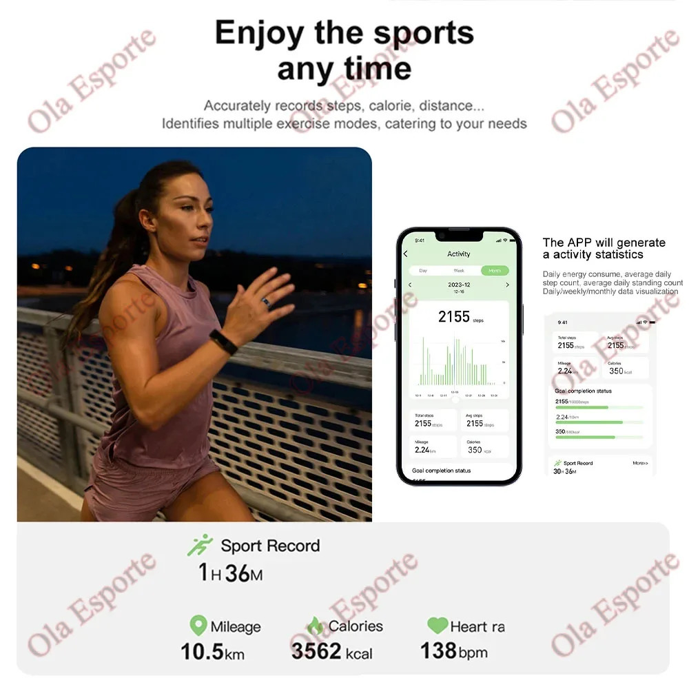 Smart Ring Military Grade Steel Smart Rings for Women Men Health Monitoring IP68 3ATM Waterproof Multi-sport Mode 250322