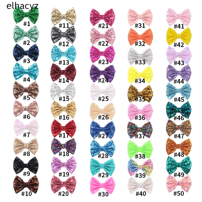 25 pieces/batch of 75 color 5 large glitter chaotic bow with/without clip on hair accessories suitable for DIY party headwear for girls and children w