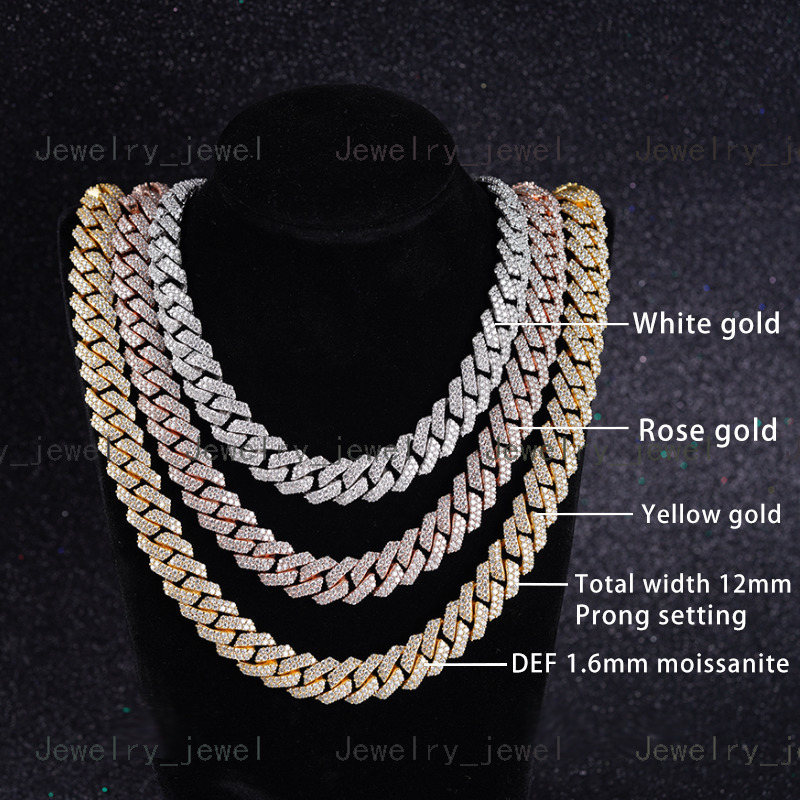 Starsgem New Products S925 Sterling Silver Ice Out Hip Hop Style Cuban Chain Necklace Moissanite Diamond Setting
