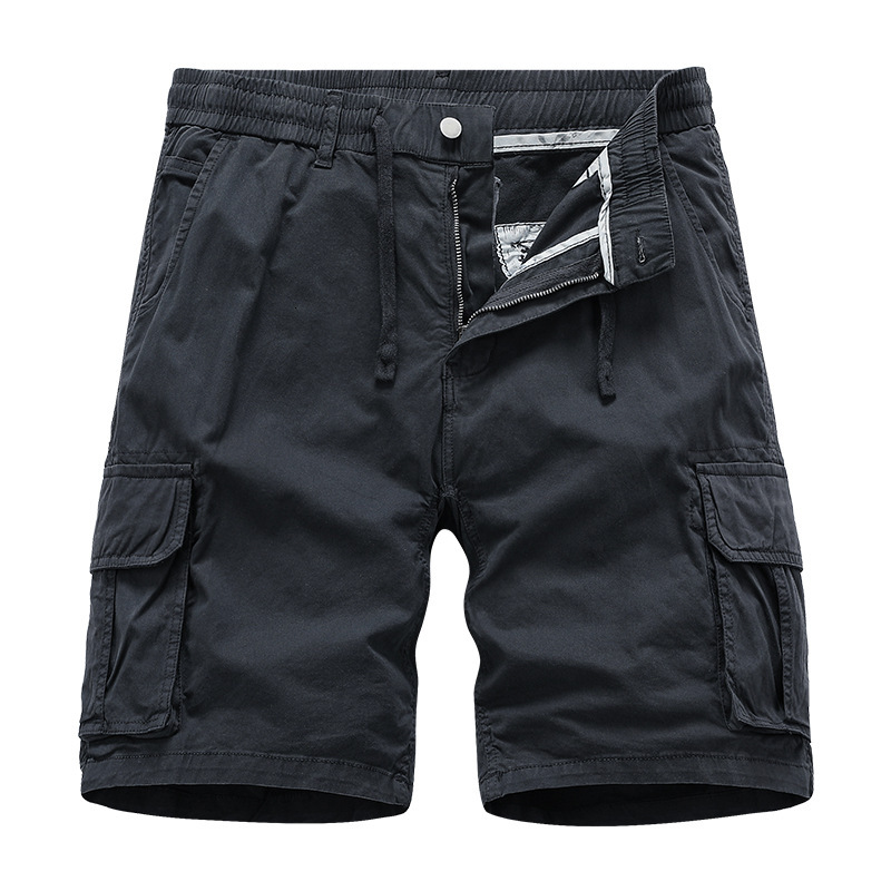 2025 New Designer Men Shorts US Size Workwear Solid Color Multi Pocket Shorts Pure Cotton Elastic Men Pants Sport Cropped Pants
