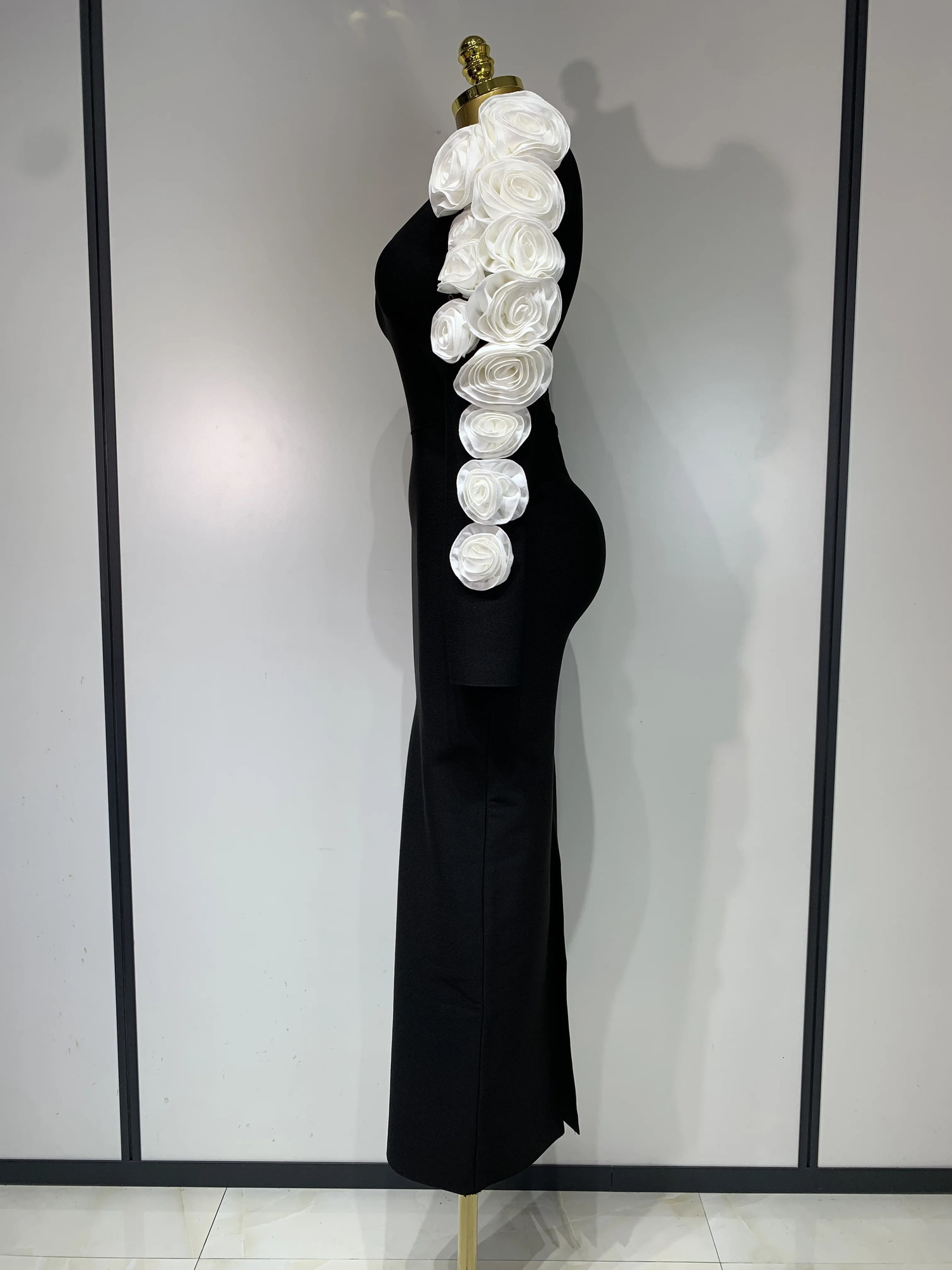 Womens sexy one shoulder floral long dress with bandages celebrity elegant evening club birthday party 250409