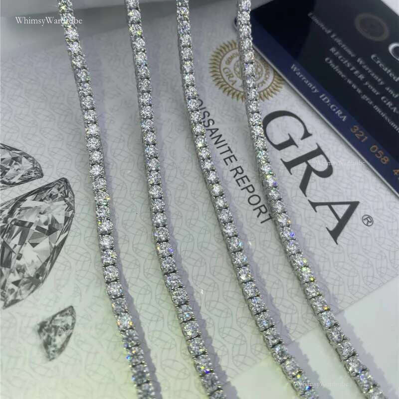 Sier Necklace Dia Hip Hop Jewelry 3mm - 6mm jewlery designer for women Tennis Chain Bracelet Pass Tester