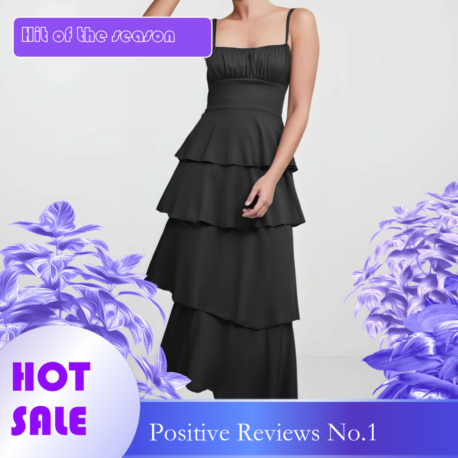 Dongdumaoyi Vacation Ladies Cake Dress Elegant Sweet New Item Solid Color Slim Fit High Street Gentle Fashionable Black Dresses Woman