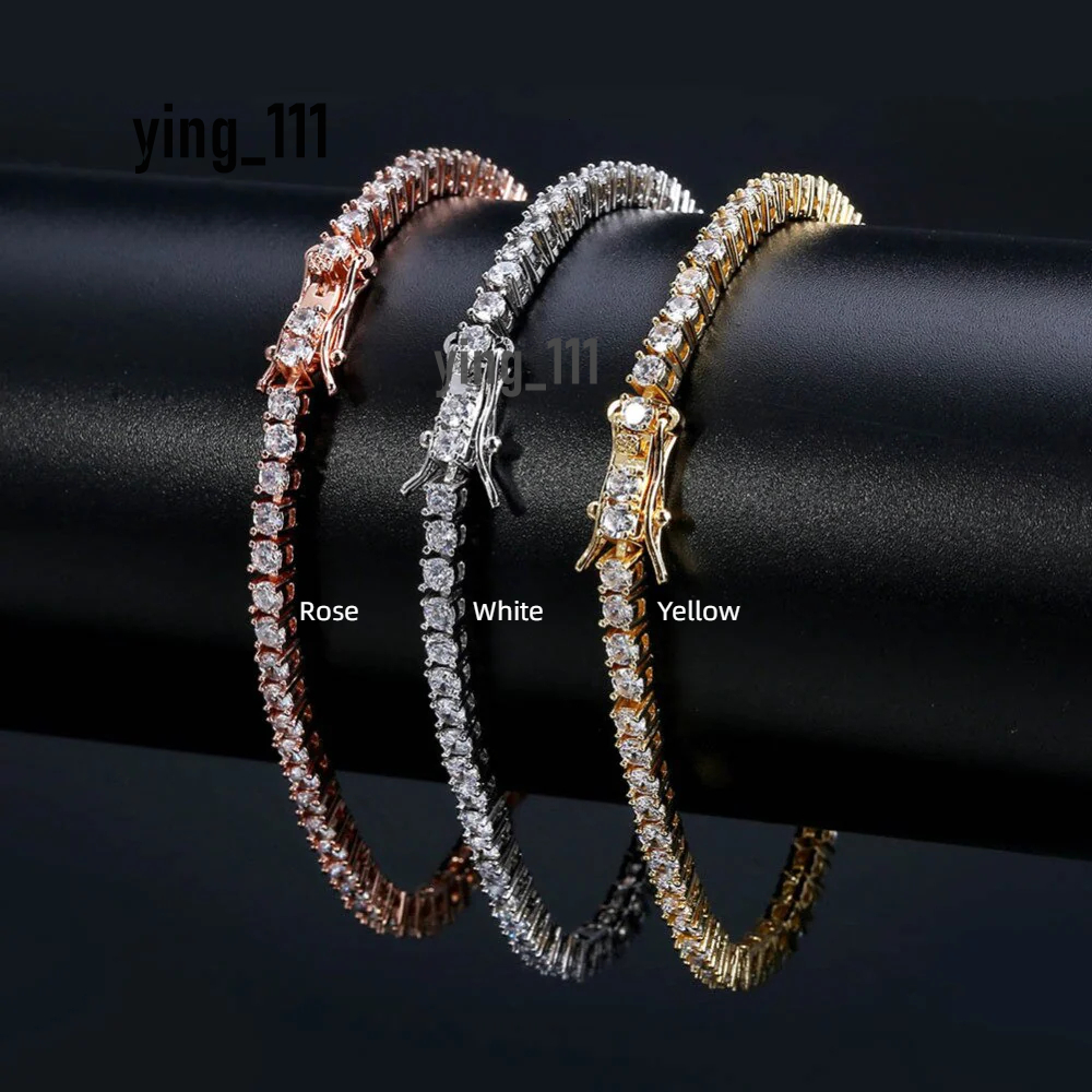 Iced Out 925 Sterling Silver Tennis Bracelet Rose White Yellow Tennis Chain 4mm Moissanite Diamond Bracelet for Man Women