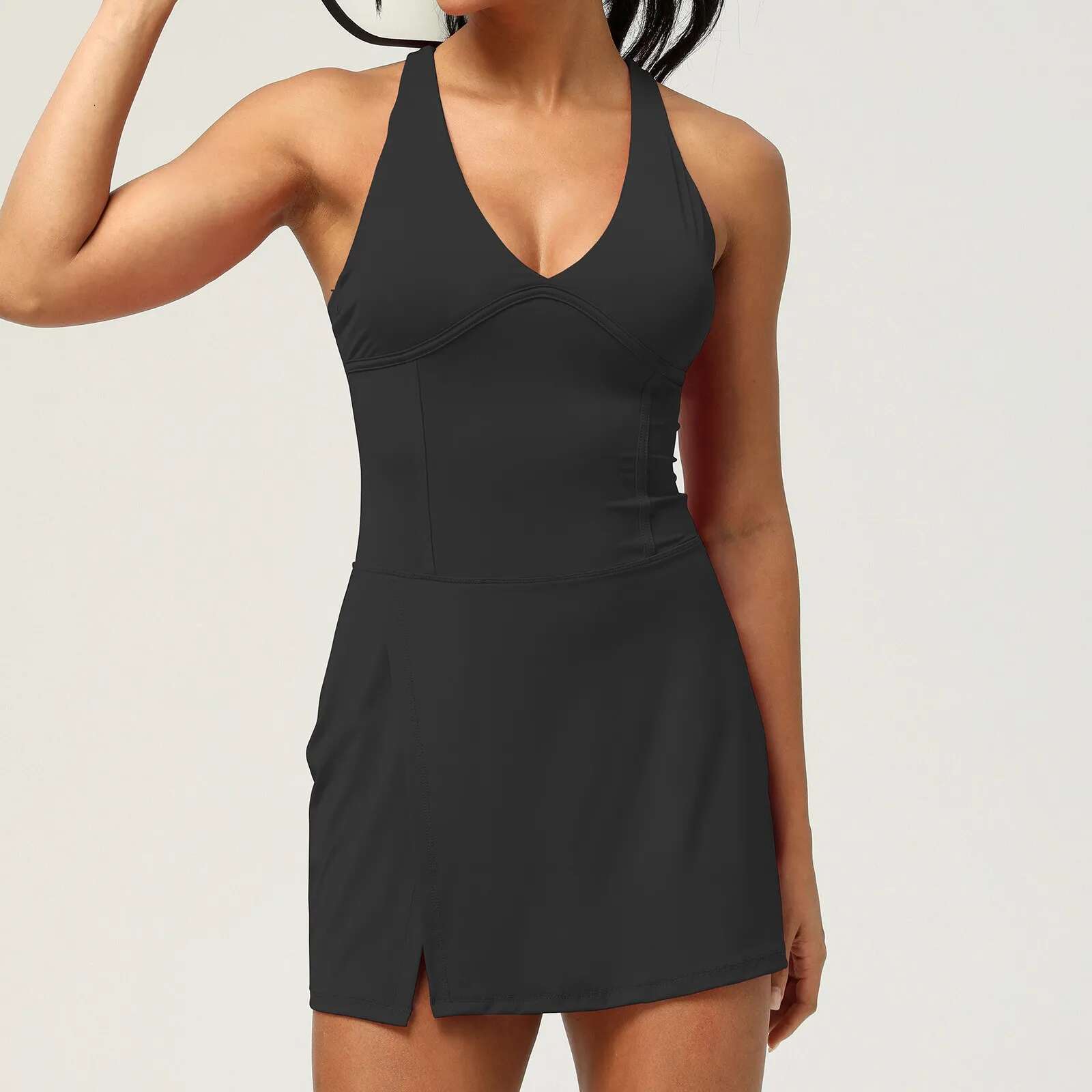 Dongdumaoyi Women S Yoga Rompers Backless One Piece Tummy Control Dress Jumpsuit Padded Sports Tennis Skirt Romper Fashion Fitness Sportwear