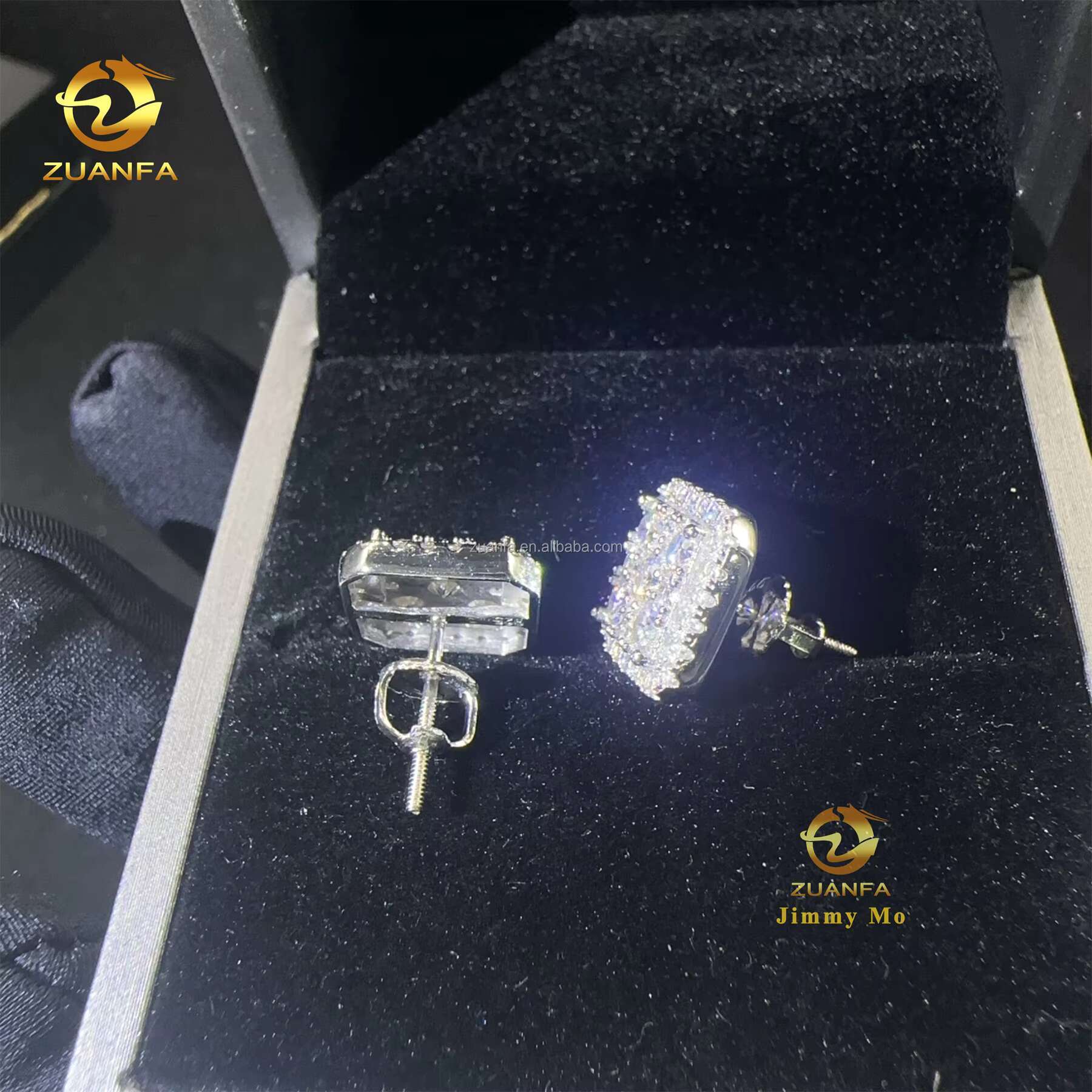 Drop Shipping Popular Pass Diamond Testser Iced Out Hip Hop 925 Sterling Silver Vvs1 Moissanite Diamond Stud Earrings Men
