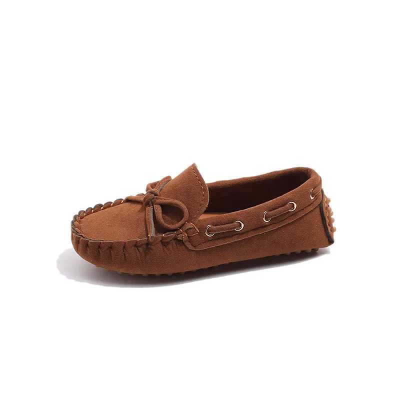 Girls Leisure Apartment 2024 New Fabric Moccasin Simple Bow Childrens Minimalist Style Princess Shoes Anti slip and Durable X250409