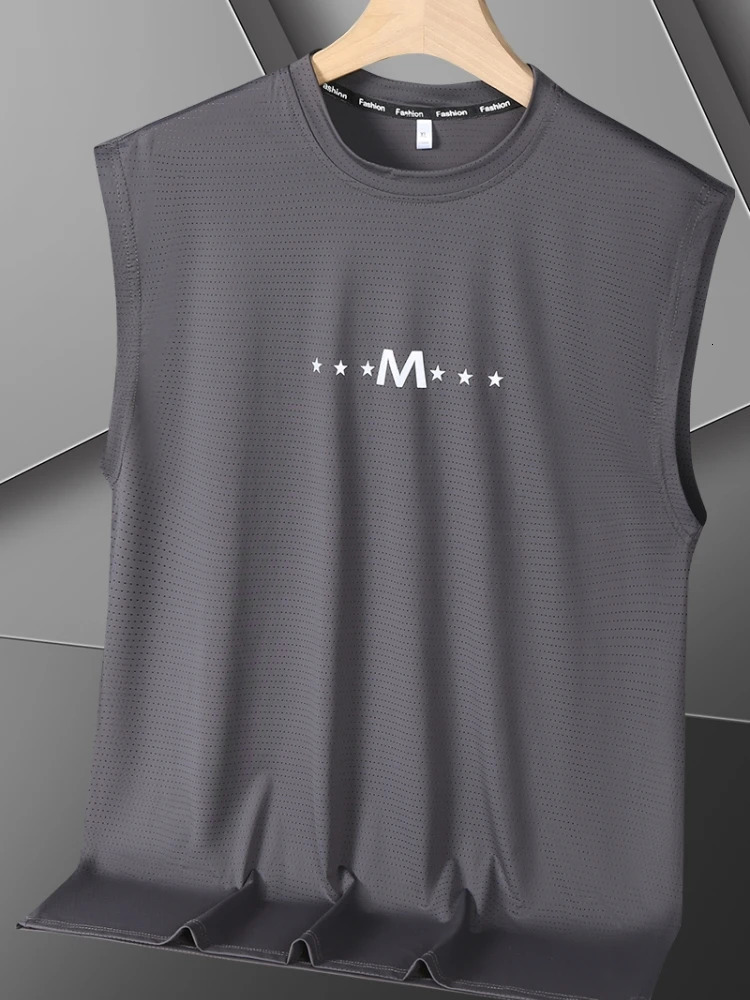 Tank top mens plus size 8XL 7XL 6XL ice silk classic sleeveless Tshirt black blue green threeway fully matched quick drying 250409