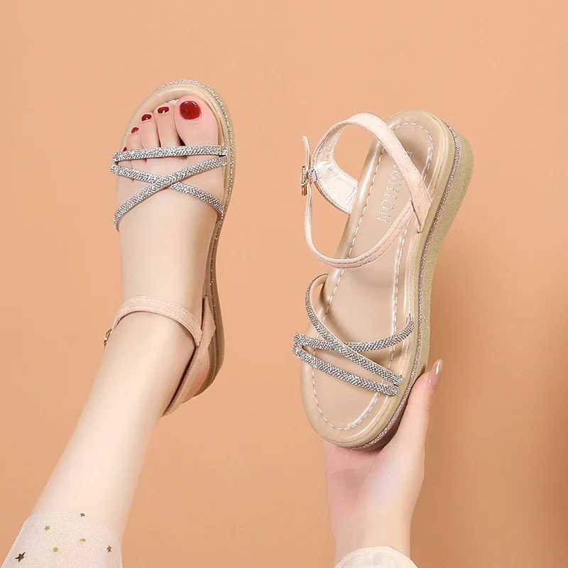 New Arrival 2025 New Thin Strip Roman Shoes Open Toe Wedge Womens Sandals Summer Fashion Casual Elegant Fashion High Heels Shoe Number 803 T250409