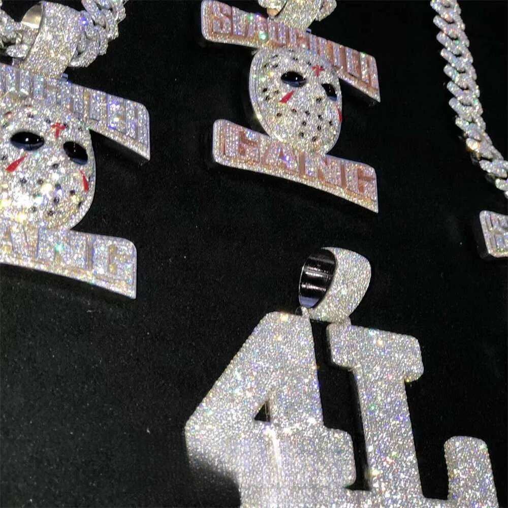Custom Hip Hop Jewelry Rapper Letter Iced Out Baguette Initial Vvs Moissanite Pendant