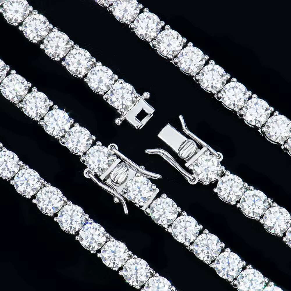 Xingyue Wholesale Men Women Hip-hop Jewelry 5mm 925 Sterling Silver Vvs Moissanite Diamond Tennis Chain Necklace Bracelet