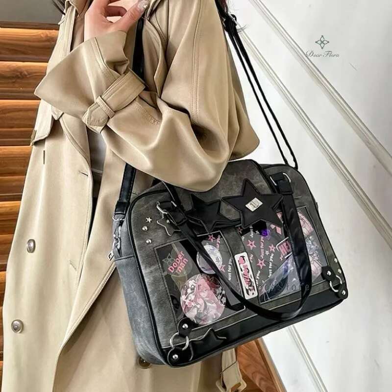 Y2k Trendy Star Ita Lolita Girl Transparent Pocket Fashion Crossbody Women's DIY Display Shoulder Bag Cute Purse Handbag