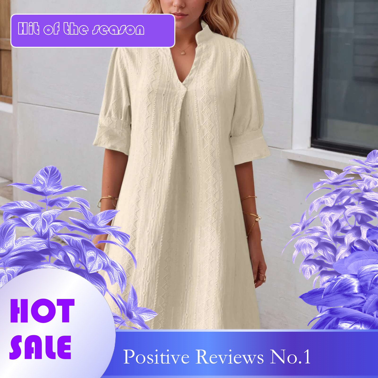 Dongdumaoyi Women Casual Dress Solid Color Jacquard Sleeveless V Neck Loose Half Sleeve Fit Short Vacation Sundress Summer