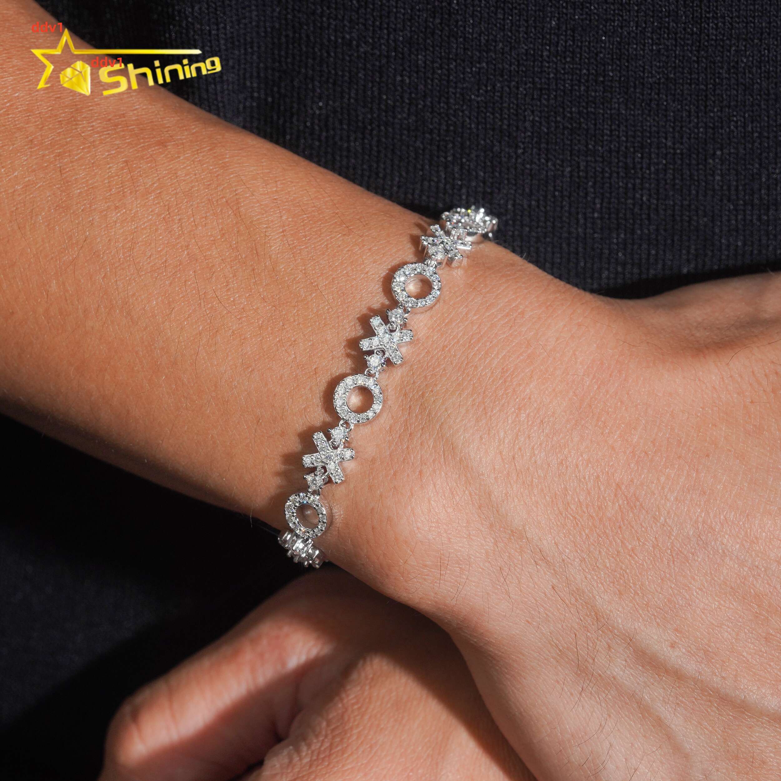 8mm XO Pass Diamond Test Moissanite Men Bracelet Rhodium Plated S925 Moissanite Sparking Hop Hip Iced Out Cuban Link Bracelet