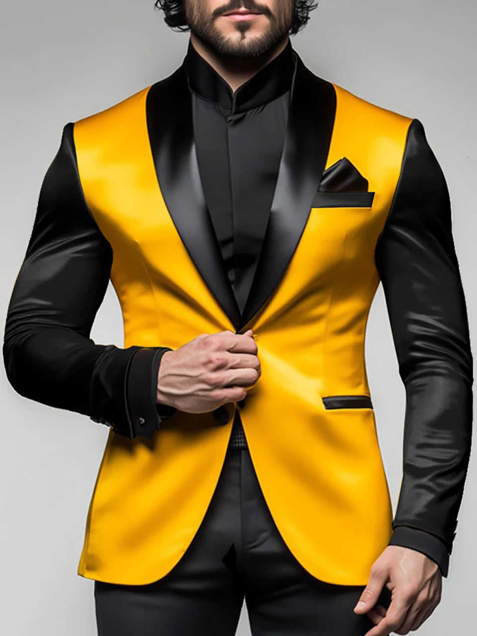 Color Block Men Tuxedos Customized Slim Fit Business Groom Wedding Pants Suits Fashion Show Wear 2 Pieces